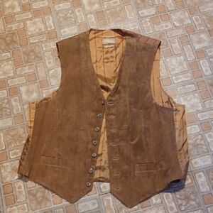 Haggar Men's Brown Leather Vest Size 42
